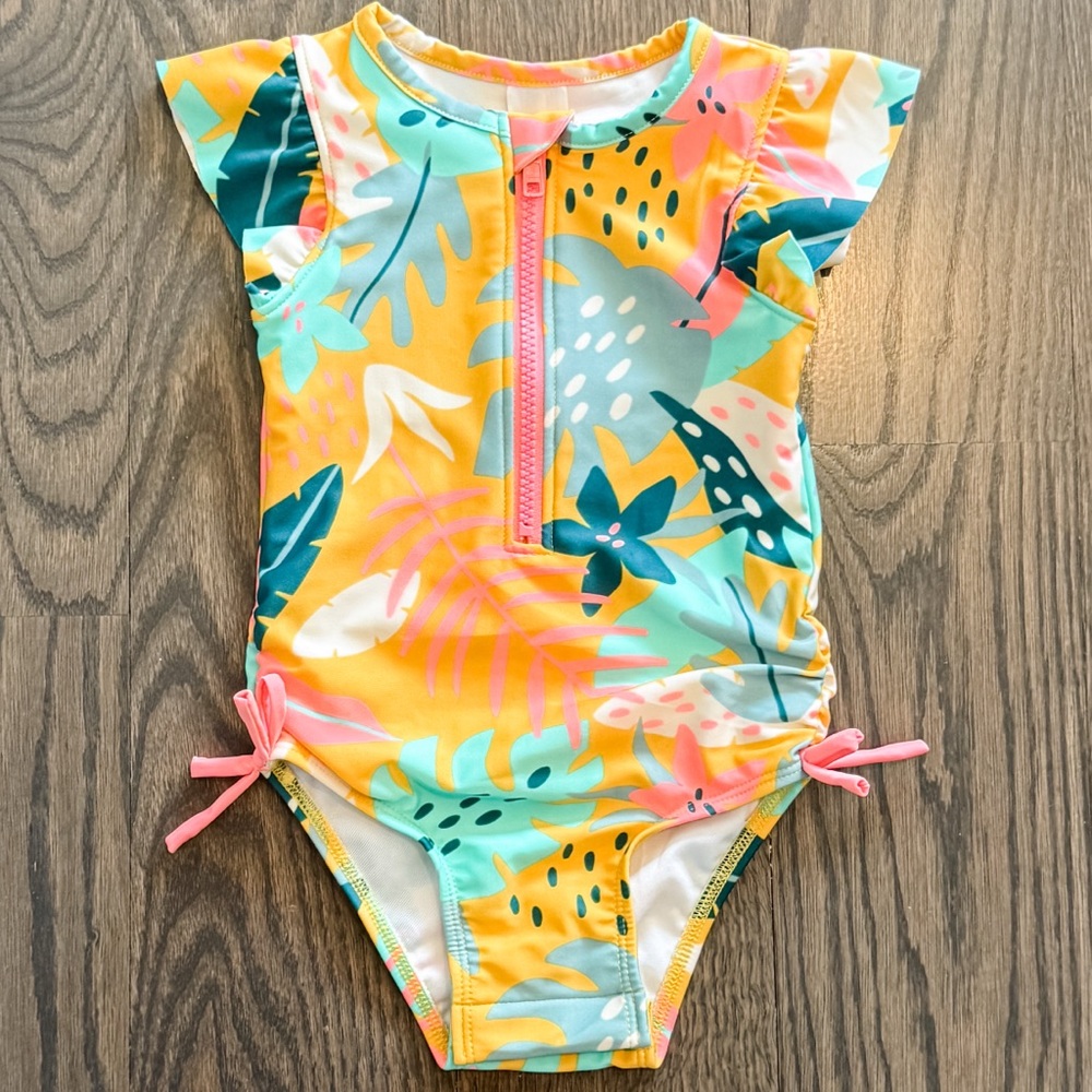 Cat & Jack Tropical Print One-Piece Swimsuit Size 2T